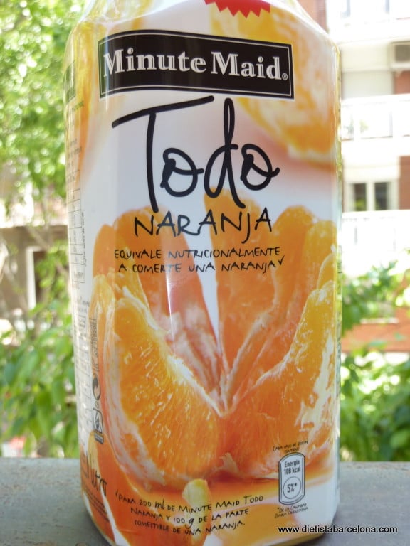 Minute Maid Todo Naranja, detalle del etiquetado