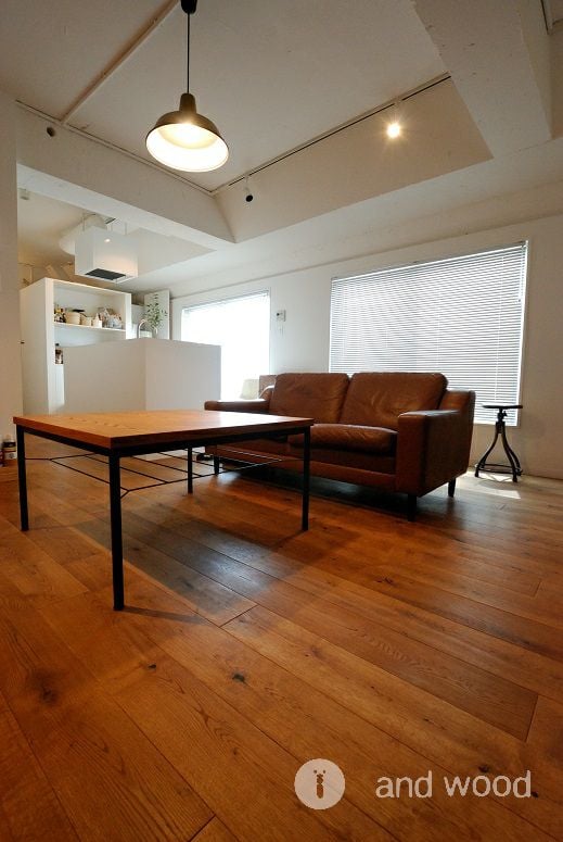 オーク 1枚もの キャラクター 施工写真 無垢フローリング アンドウッド andwood 新潟