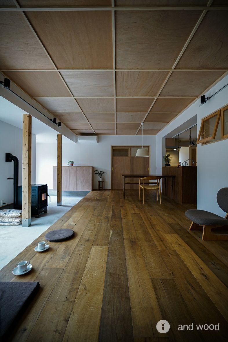 ヨーロピアン フレンチ オーク 燻製 フローリング アンドウッド andwood 施工例 古民家 1