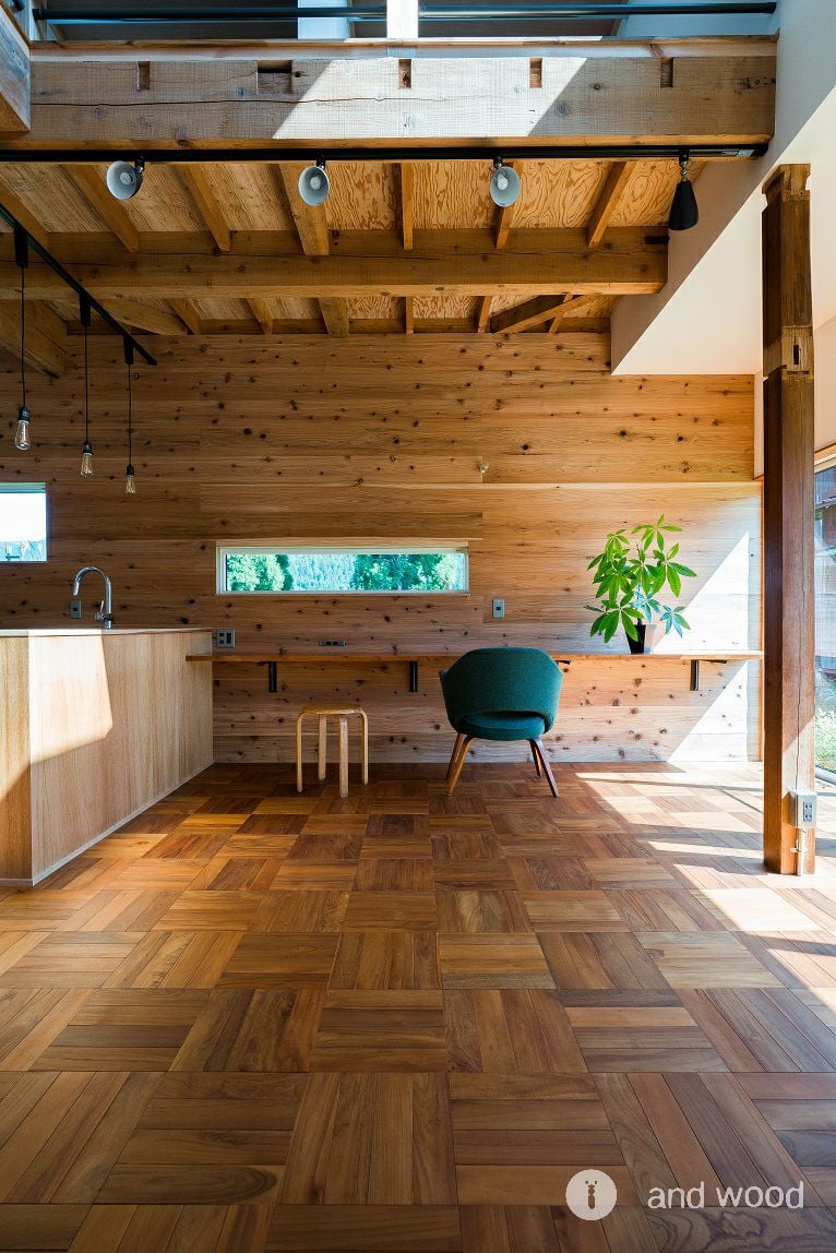 チーク パーケット 4P フローリング 無垢 アンドウッド andwood 施工事例