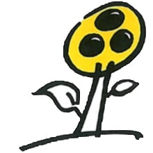 Logo des Blindengarten ein Baum mit Gelber Kuppel und Blindenpunkten