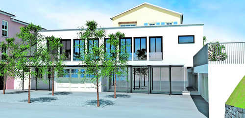  Der Pfarreisaal wird umgebaut und mit einem Anbau versehen. So soll das neue Pfarreizentrum St. Maria Ende November aussehen. (Bild: zvg)