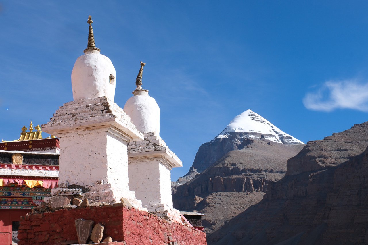 Blick vom Kloster Chuku Gompa auf den heiligen Berg Kailash