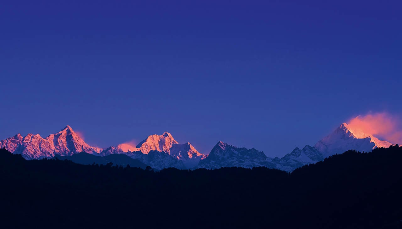 Kangchendzönga, dritthöchster Berg der Welt, von Darjeeling her gesehen