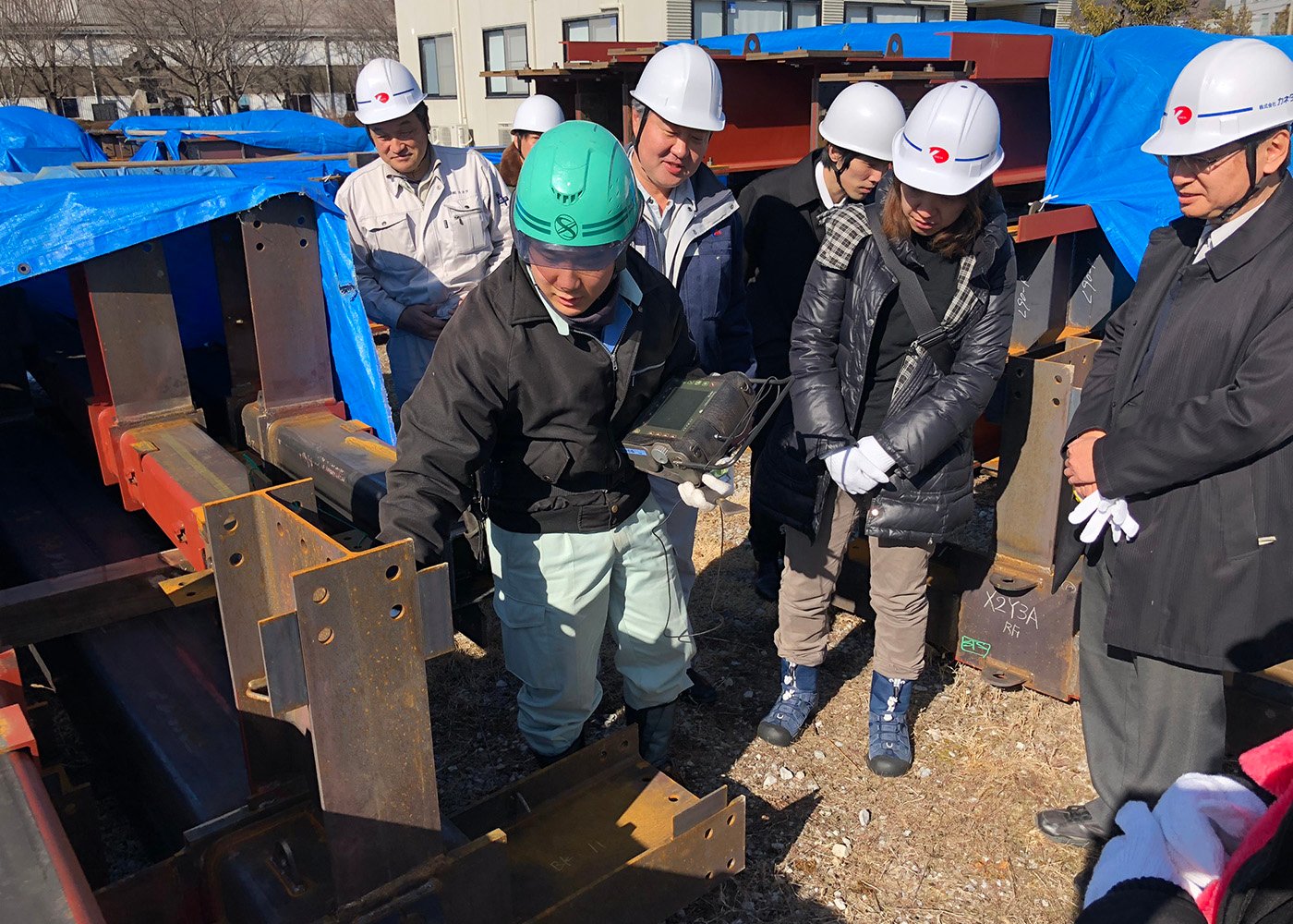 鉄骨製品検査　長野の工場まで同行していただきました。