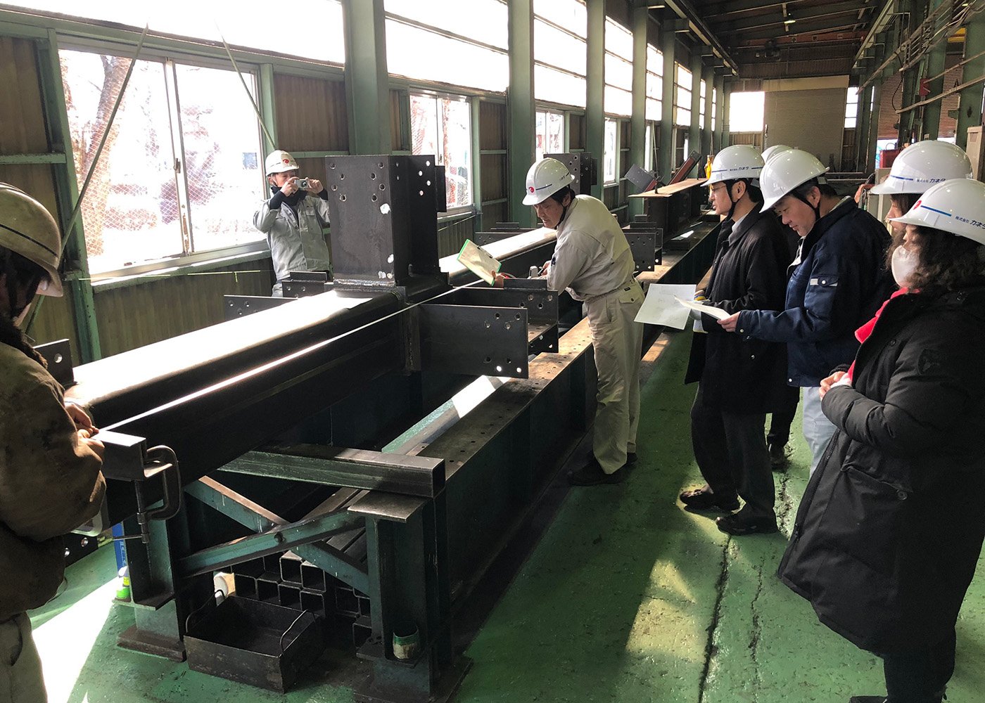 鉄骨製品検査　長野の工場まで同行していただきました。
