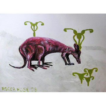 Artist: Roger Hose | "Kangasauras" | 2008 | Oil on Canvas | H:300 x W:400mm | Price: $300.00 