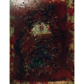 Artist: Roger Hose | "Dead Ned Kelly" | 2006 | Wood Shavings and Oil on Canvas | H:660 x W:460mm | Price: $500.00