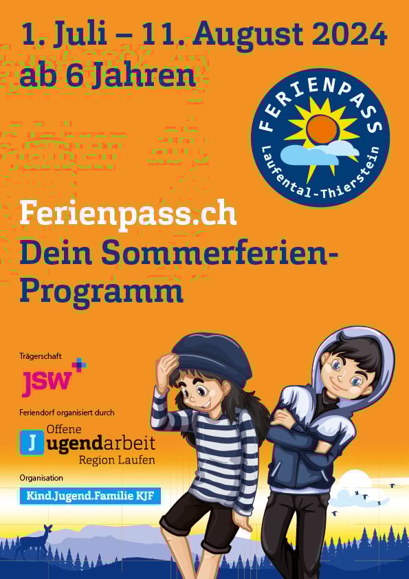 Plakatgestaltung Ferienpass, Region Laufen Thiertsein