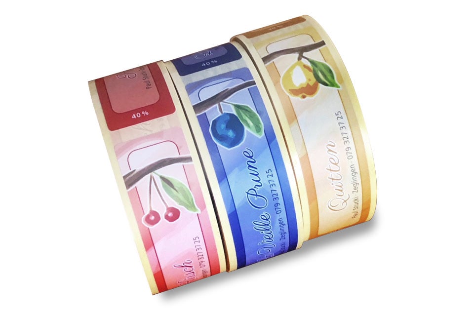 Etikette gestalten lassen? Etiketten auf Rolle bestellen und gestalten bei Werbedimensionen.ch