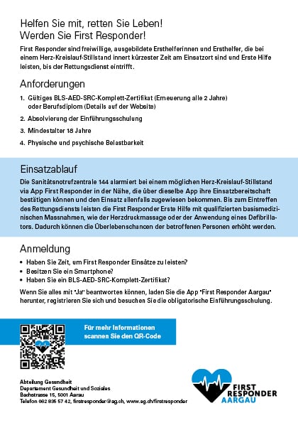 First Responder Aargau – Helfen Sie mit, retten Sie Leben!