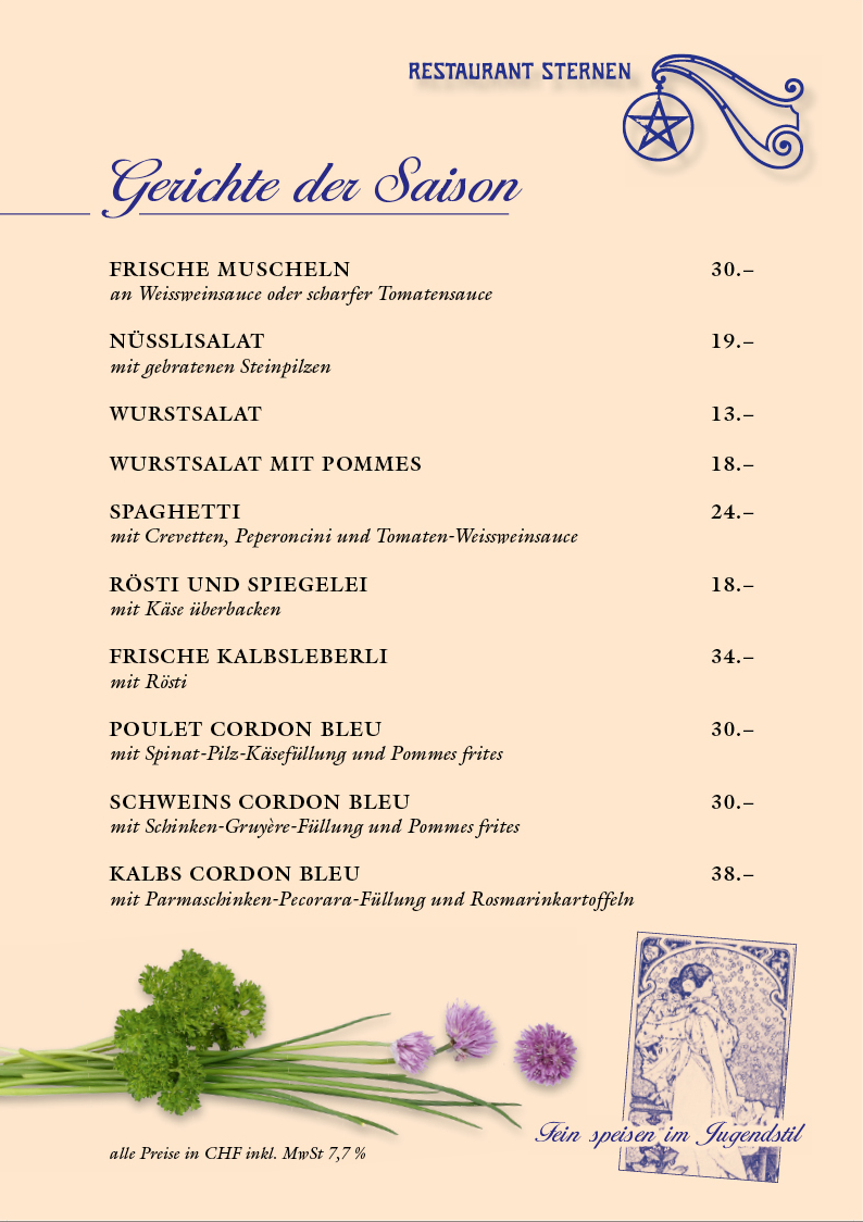 Speisekarten Gestaltung