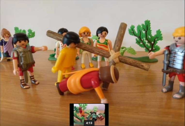 Le chemin de croix -Simon de Cyrène aide Jésus