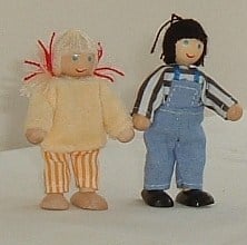 Twin Brother & Sister Wooden Dolls