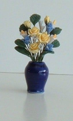 Dark Blue Vase & Flowers