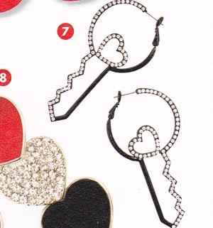 ストーン入りKEY＆ハートのピアス