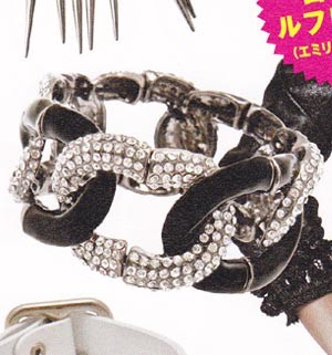 クリスタルストーン入り　ブラック　チェーン　ブレスレット