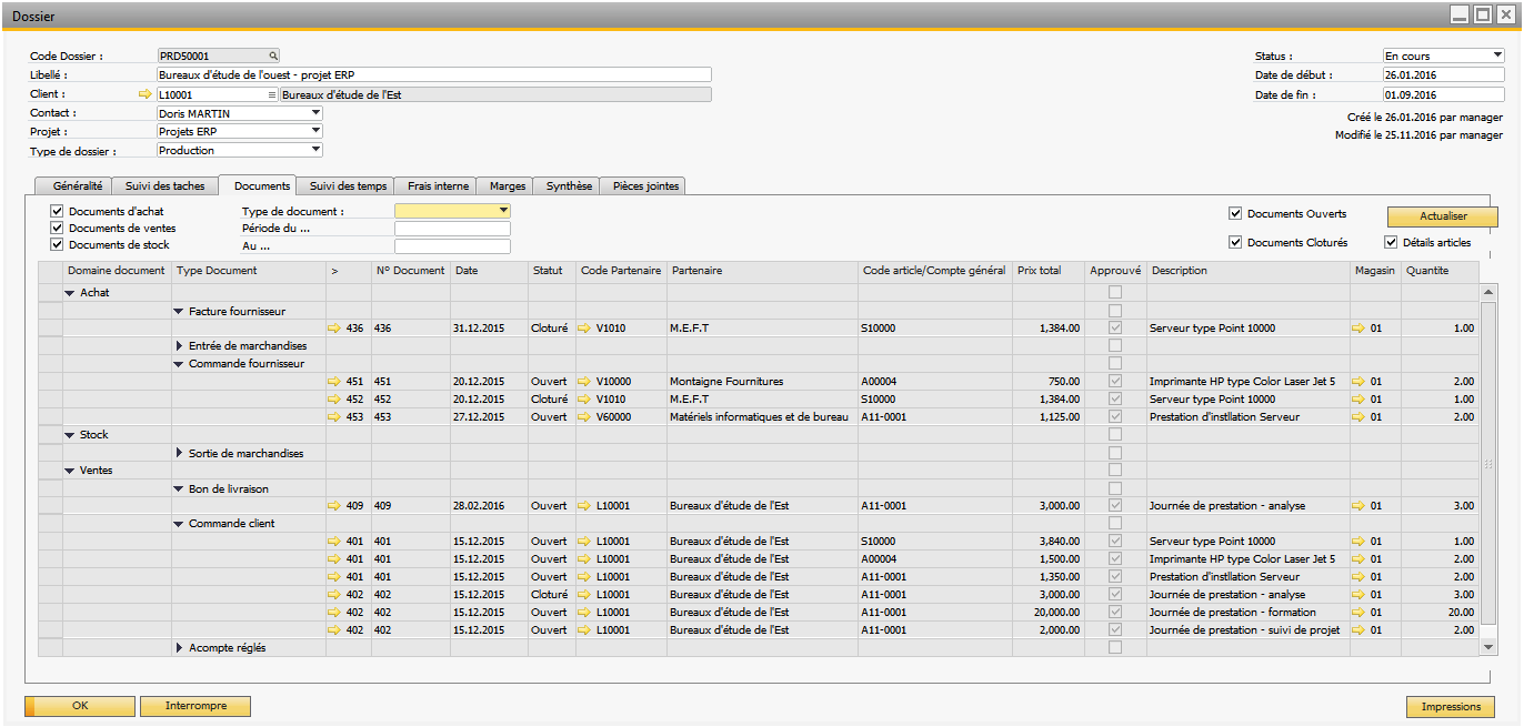 liste des documents affectés au dossier | cliquez pour agrandir