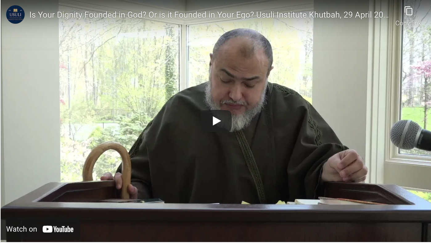 "Is Your Dignity Founded in God? Or is it Founded in Your Ego?"