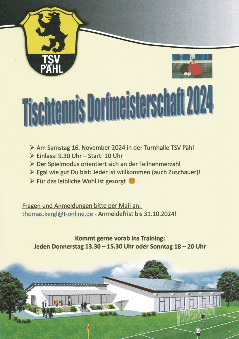 Tischtennis Dorfmeisterschaft am 16.11.2024