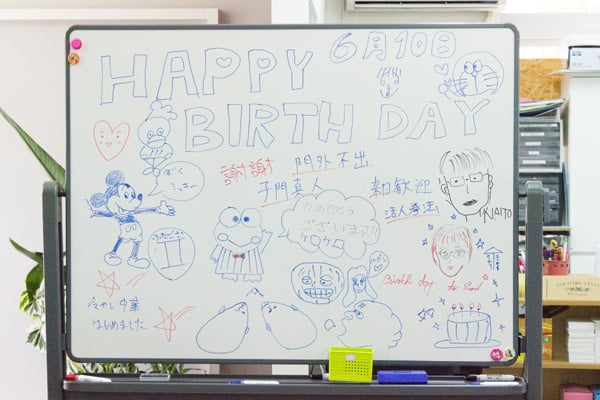 訓練生全員で書いたホワイトボードの絵