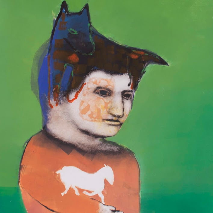 "Pensée & oubli" - Monotype, sur papier Hahnemühle 300g - Encres de lithographie - 92 x 67 cm. Oeuvre de Mélanie Duchaussoy