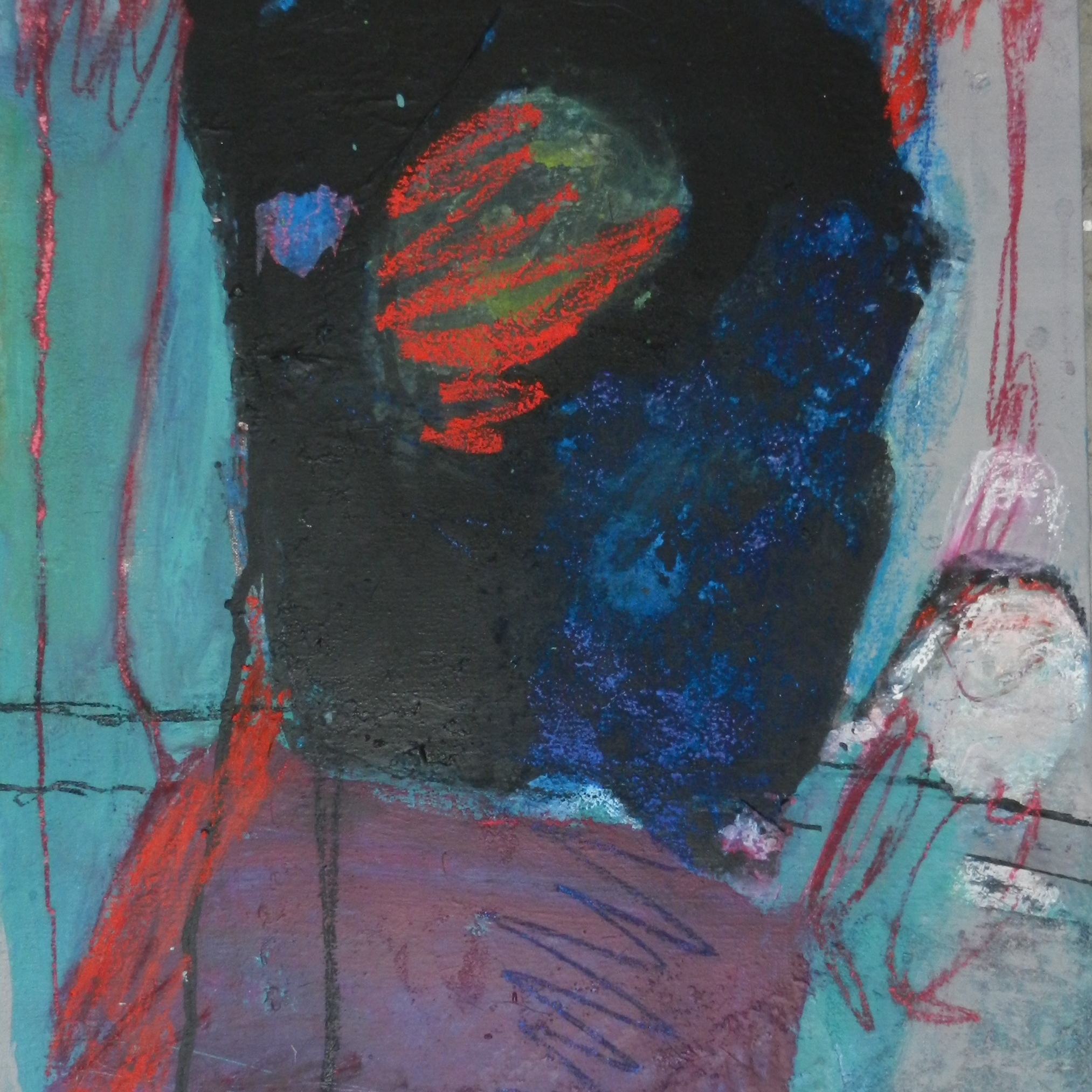 "Sans titre" 60 x 50 cm, acrylique et pastels. Peinture Marie-Jo Dilly