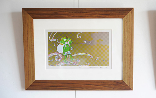 村上隆の雷神図・風神図を額装しました。