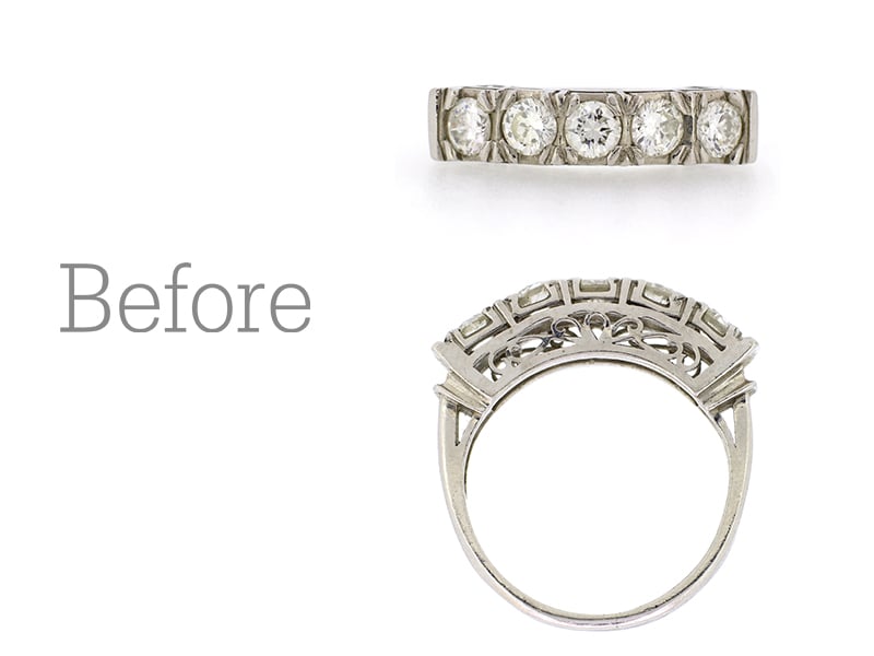 リフォーム前の指輪、ダイヤモンドの一文字リング