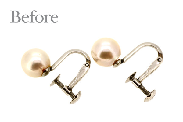 リフォーム前のプラチナ製パールイヤリング