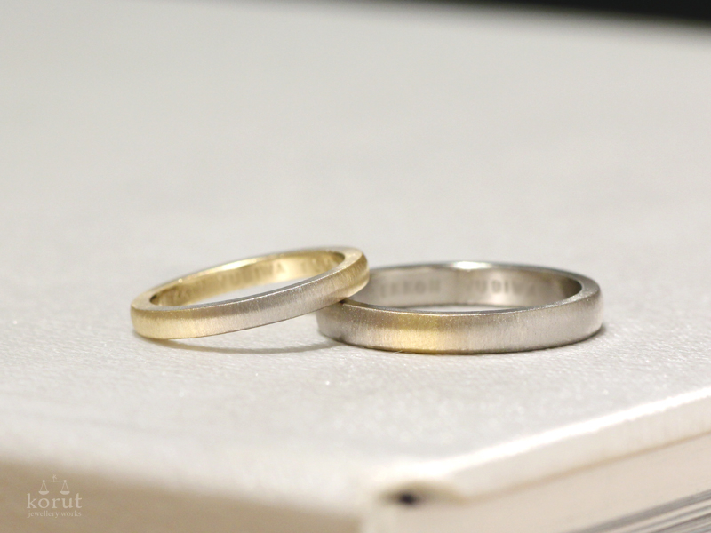 ゴールドのグラデーションのマリッジリング（結婚指輪）