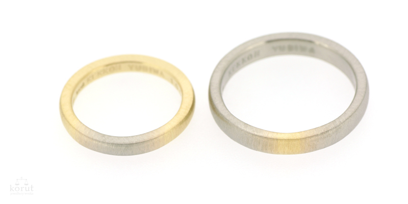 18金のグラデーションのマリッジリング（結婚指輪）