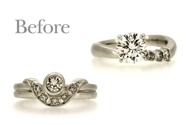 リフォーム前のプラチナ製ダイヤモンドリング2点