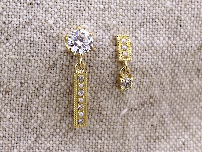 リフォーム後のピアス、ダイヤモンドとケシパール使用