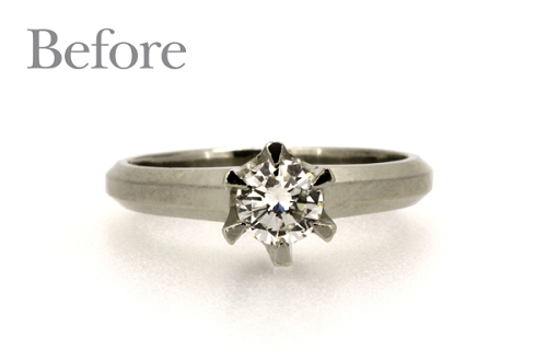 リフォーム前のプラチナ台ダイヤモンド立爪リング2