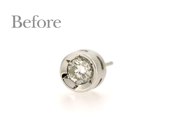リフォーム前のプラチナ製ダイヤモンドピアス