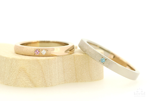 ピンクゴールドとホワイトゴールドのマリッジリング（結婚指輪）