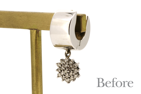 リフォーム前の18金ホワイトゴールド・ダイヤモンドピアス