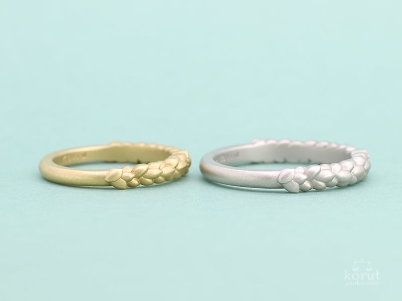 太陽と稲穂をモチーフにしたマリッジリング（結婚指輪）
