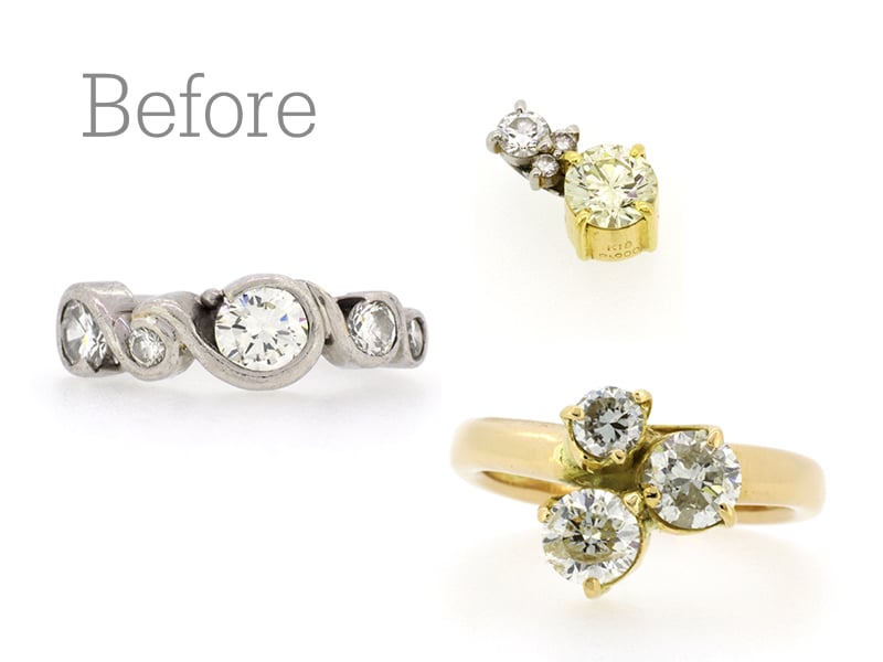 リフォーム前の指輪2点とペンダントトップ