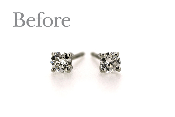 リフォーム前のプラチナ台ダイヤモンドスタッドピアス