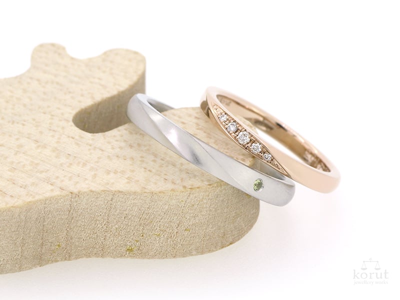 ピンクゴールドとプラチナのマリッジリング