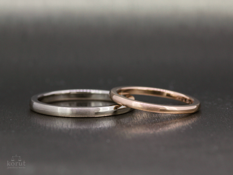ピンクゴールドとホワイトゴールドのマリッジリング（結婚指輪）