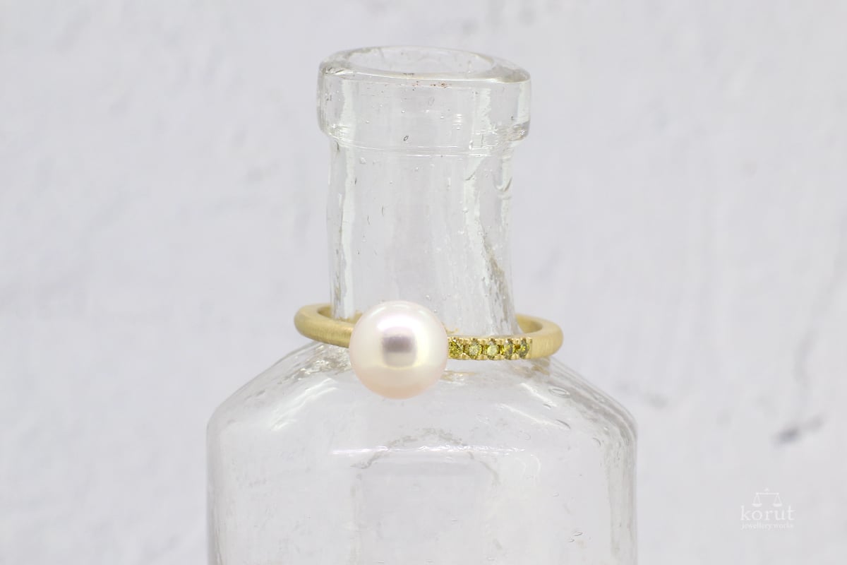 パールとイエローダイヤのリング