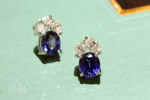 サファイアとダイヤモンドのピアス