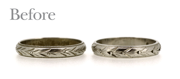 リフォーム前の彫り模様が入ったマリッジリング(結婚指輪)