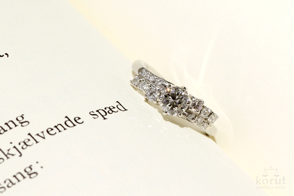 完成したリフォームエンゲージリング(婚約指輪)・プラチナ・ダイヤモンド・光沢仕上げ