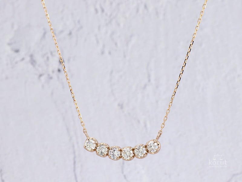 K18ピンクゴールド、ダイヤモンドネックレス