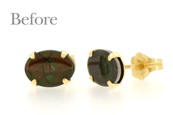 リフォーム後のアンモライトを使ったピアス