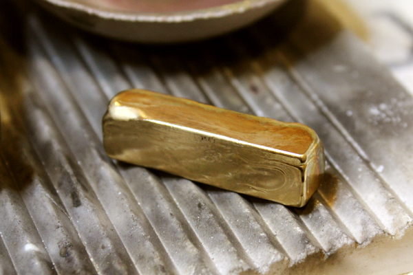 リフォームリング制作工程・18金イエローゴールドブレスレットの溶解3